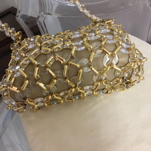 By Far Capria Chainlink leather shoulder bag nude new