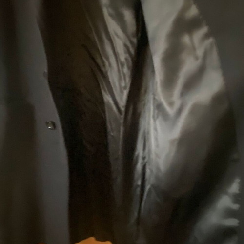 Men's single-breasted overcoat black wool like new, size Large