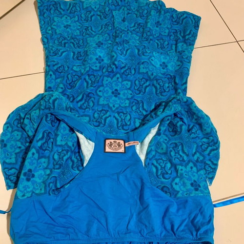 Juicy Couture blue terry shortsuit like new with ruffles and drawstring