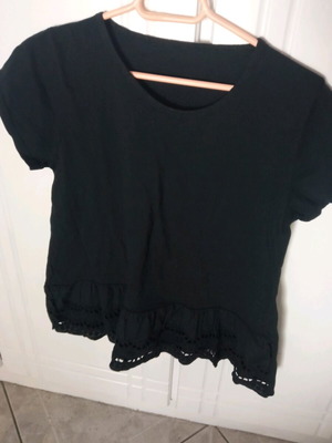 Black short-sleeve women's t-shirt like new with summer design