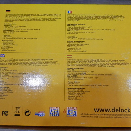 Delock SATA, IDE, eSATA to USB 2.0 converter used, vintage for retro PC