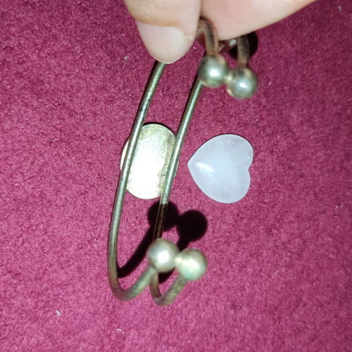 Bracelet and heart from rose quartz used, pink and silver