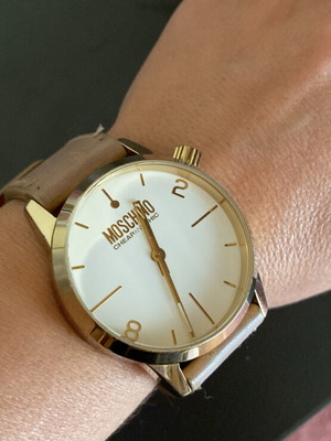 Moschino women's watch used with leather strap in muted apple color