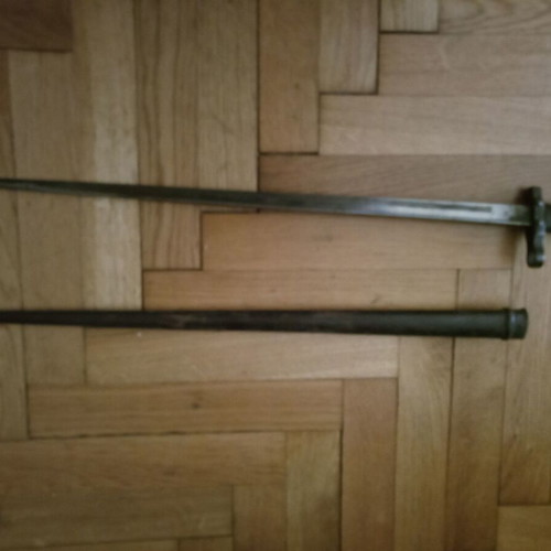 Decorative bayonet used, not sharpened, 65 cm with sheath