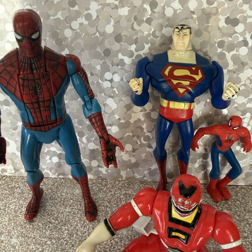 Set of 5 Action Figures Spiderman Superman Power Rangers Max Steel like new