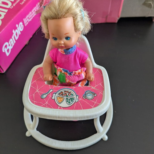 Barbie Li'l Friend Mattel doll used with high chair and shoes