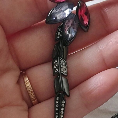 Earrings new, impressive with red and purple stones