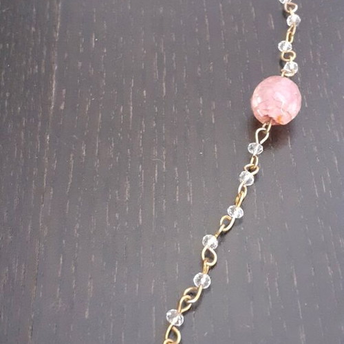 Double necklace with beads used, yellow gold
