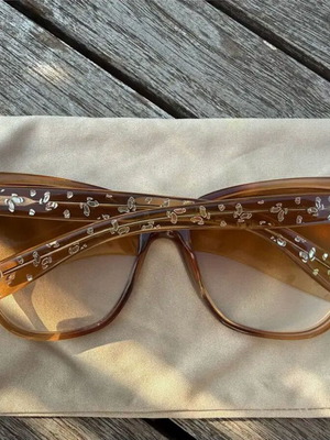 Bottega Veneta Crystal Yellow Honey Glitter Butterfly Sunglasses