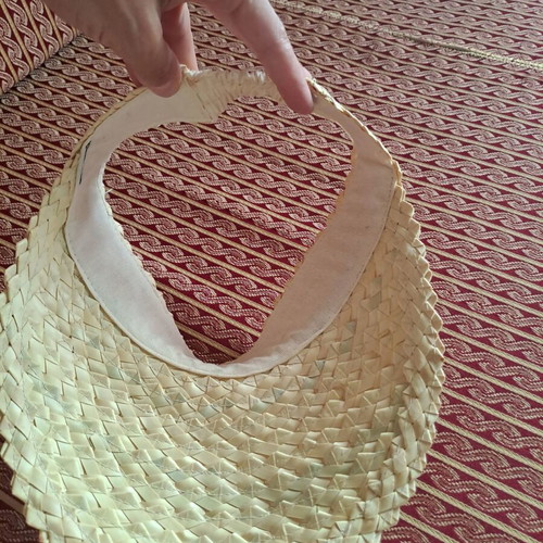Handmade straw visor hat from natural palm leaves, like new
