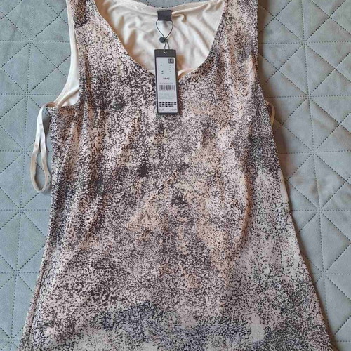S.Oliver tank top new with abstract print beige and white