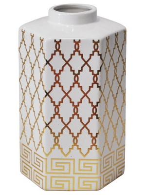 Ceramic vase new white-gold with classic design 14x13x22cm
