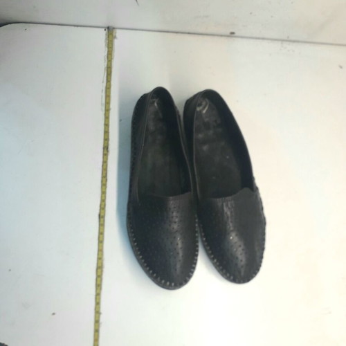 Women's leather shoes size 36, black, flat with soft rubber sole