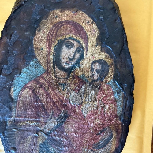 Palaiomeni icon of Panagia waxed on wood like new