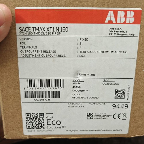 MCCB circuit breaker 63A ABB new