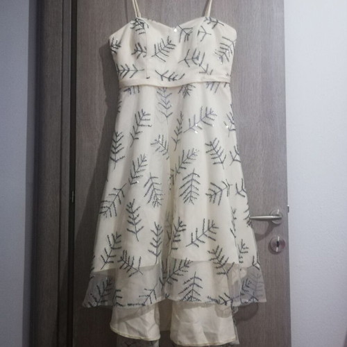Formal dress with lining, adjustable straps, white and black