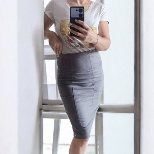 Benetton pencil cotton grey skirt like new