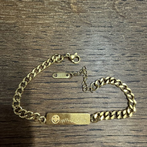 Bracelet gold stainless steel chain with identity plate new