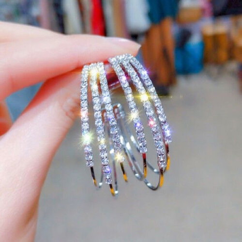 Hoop earrings filled with 925 silver and white sapphires new