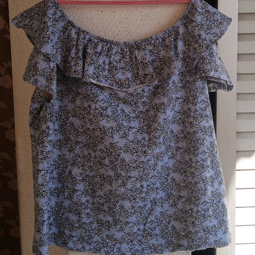 Plus size blue floral blouse, size 52/54, 2/3XL