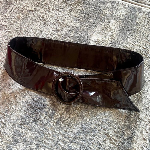 Brown Wide Belt with Round Buckle like new, vintage style