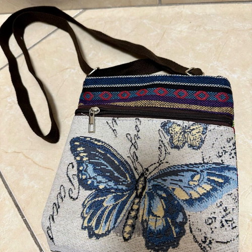 Fabric crossbody bag new with butterfly design multicolor