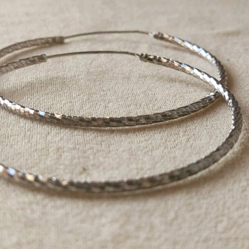 925 Silver Hoops like new with embossed shine