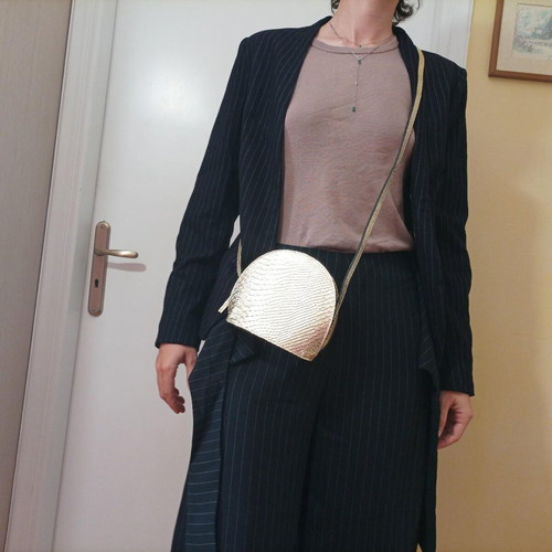Leather cross body party bag gold croco new from Asos