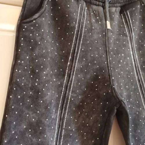 Jogger pants black with rhinestones and fleece lining like new, size XL