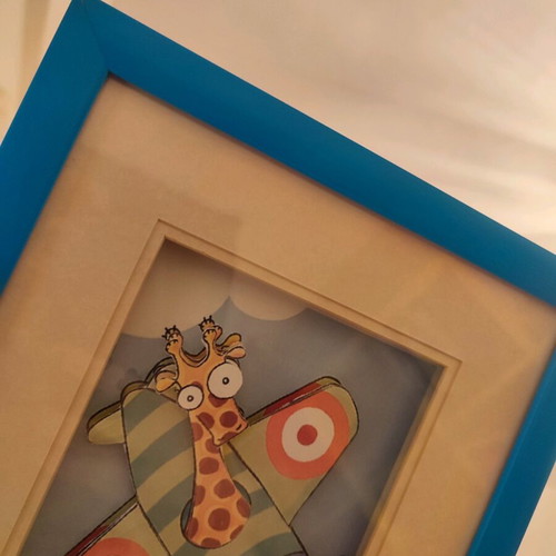 3D Giraffe Art Print in Wooden Frame like new, children's theme