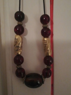 Necklace 34 cm like new, brown and gold