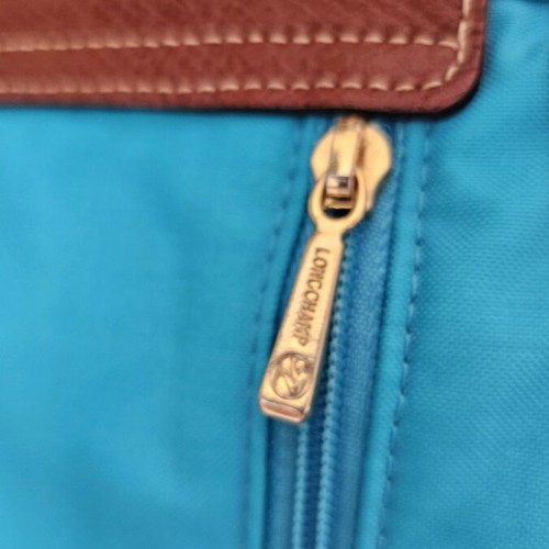 Longchamp handbag used, brown and turquoise