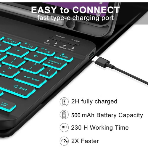 Bluetooth Keyboard Case with Backlit Touchpad for Lenovo Idea Tab 11"
