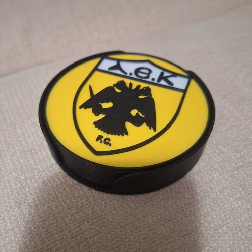 AEK F.C. 3D Printed Coaster Set with Holder