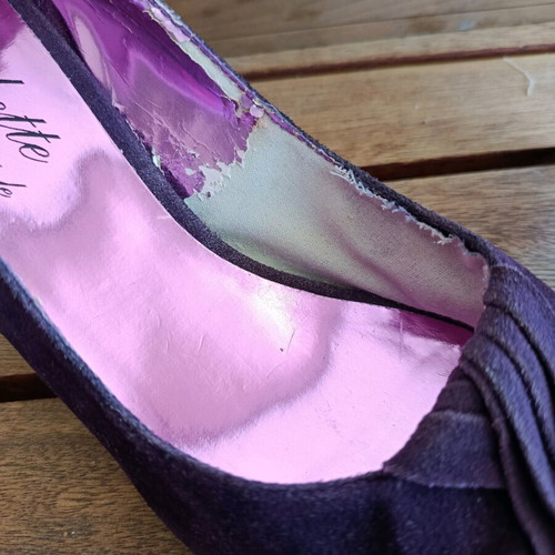 Vintage purple peep-toe heels used, size 39, Kokette