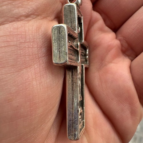 Vintage metal cross like new, 1990s, 6 cm height
