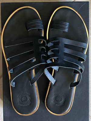 Handmade Greek sandals like new, black, size 38