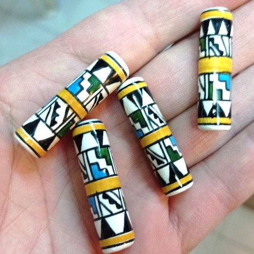 Ceramic beads new, set of 50 pieces, size 4x1 cm