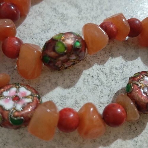 Necklace with unique stones, new, orange