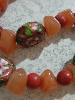 Necklace with unique stones, new, orange