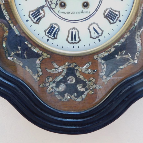 Wooden wall clock French "Oeil de Boeuf" about 130 years old