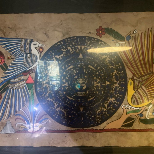 Piedra del Sol Aztec Sun Stone papyrus replica like new