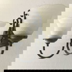 μπρούτζινη διπλή απλίκα τοίχου με γυαλί