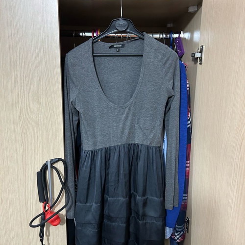 Denny Rose women's dress used, gray with satin details