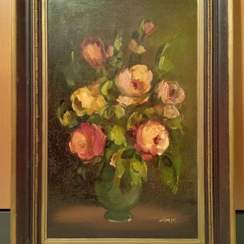 Authentic oil painting paste technique new with wooden frame