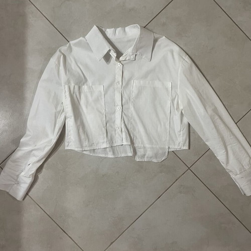 Crop shirt, white, size S
