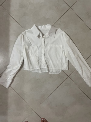 Crop shirt, white, size S