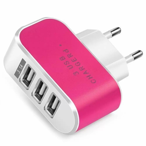 GloboStar YY-5 3-Port USB Charger Adapter pink new