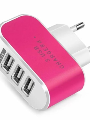GloboStar YY-5 3-Port USB Charger Adapter pink new