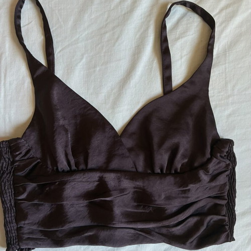 Zara Satin Smocked Crop Top size XS like new, black